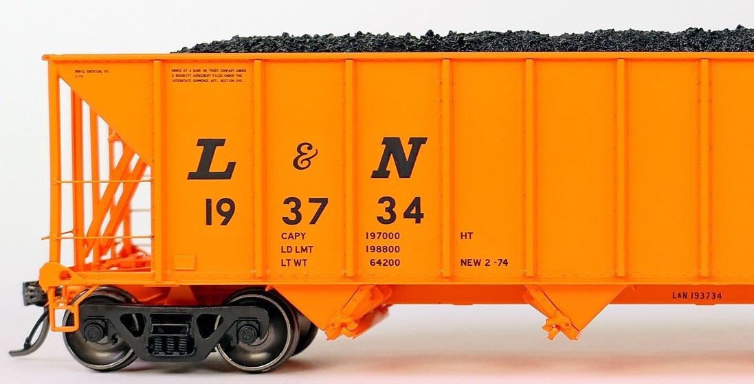 Tangent Scale Models HO 32014-11 Bethlehem Steel 3350CuFt Quad Coal Hopper Louisville & Nashville 'Delivery Orange' 1974 L&N #193589