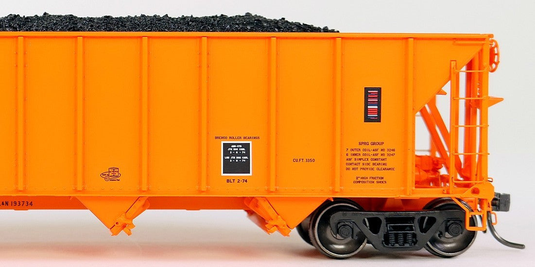 Tangent Scale Models HO 32014-19 Bethlehem Steel 3350CuFt Quad Coal Hopper Louisville & Nashville 'Delivery Orange' 1974 L&N #193703