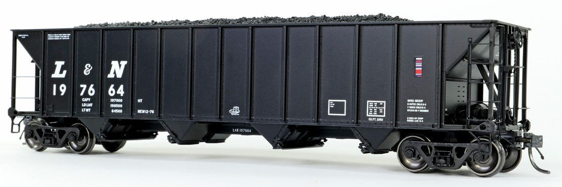 Tangent Scale Models HO 32016-13 Bethlehem Steel 3350CuFt Quad Coal Hopper Louisville & Nashville 'Delivery White Slant 1976' LN #197407