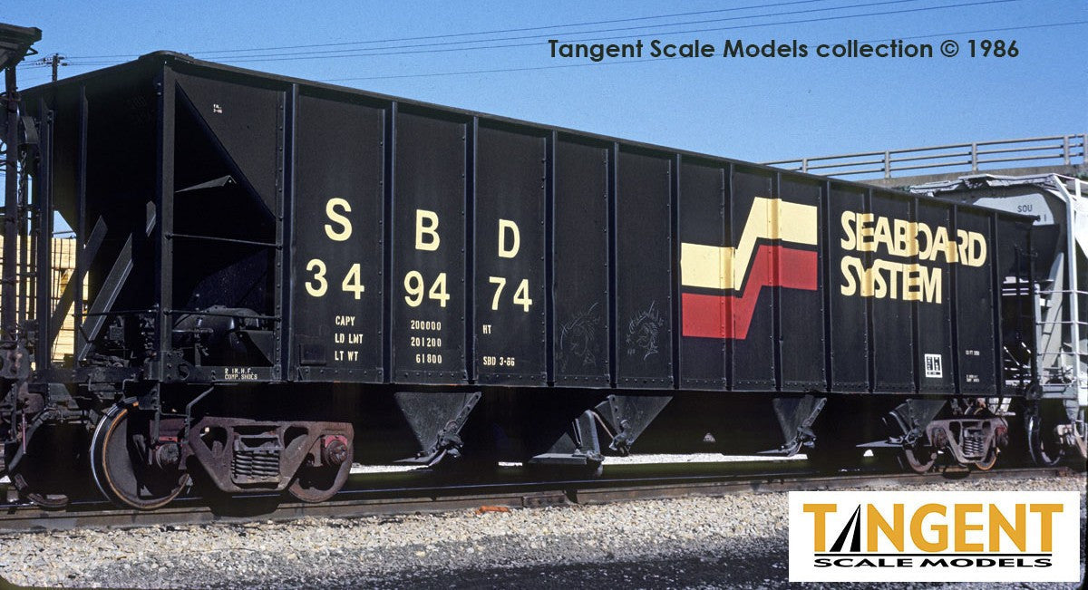 Tangent Scale Models HO 32018-09 Bethlehem Steel 3350CuFt Quad Coal Hopper Seaboard System 'Seaboard Repaint 1986+' SBD #349390