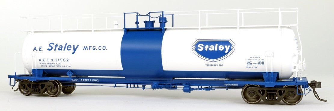 Tangent Scale Models HO 31010-04 NACC 1963-Design 20,500 Gallon Non-Insulated Tank Car 'A.E. Staley Mfg. Co. Delivery 1963' AESX #21507
