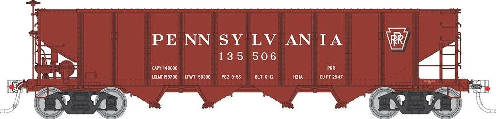 Rapido Trains Inc HO 178006A Pennsylvania RR H21A 4-Bay Hopper PRR-Red 'Shadow Keystone' - Single Car #1
