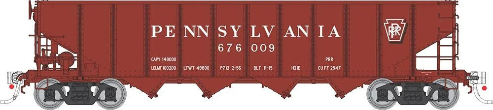 Rapido Trains Inc HO 178008A Pennsylvania RR H21E 4-Bay Hopper PRR-Red 'Shadow Keystone' - Single Car