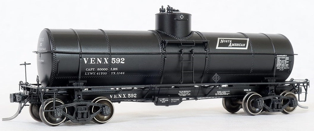 Tangent Scale Models HO 19025-04 General American GATC 8,000 Gallon 1917-Design Radial Course Tank Car VENX '1964 North American Lease' VENX #594