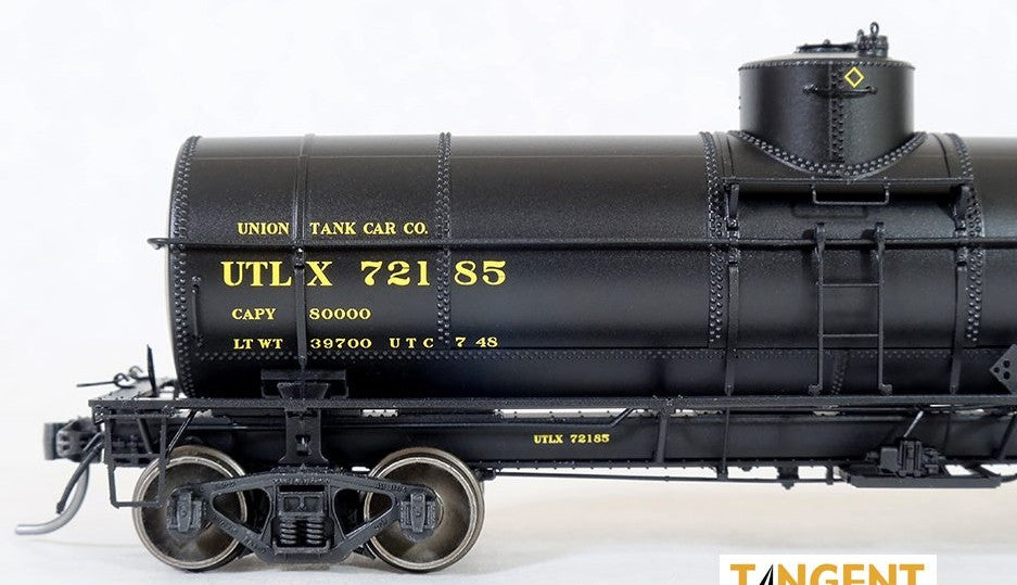 Tangent Scale Models HO 19026-02 General American GATC 8,000 Gallon 1917-Design Radial Course Tank Car UTLX 'Black Repaint 1948+' UTLX #72156
