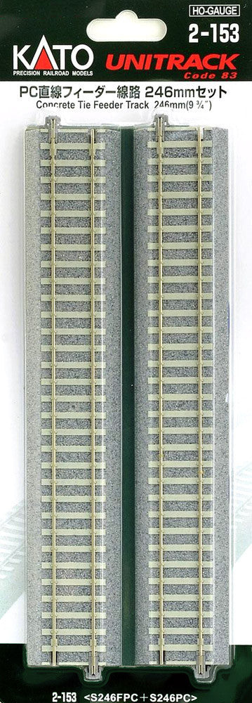 Kato HO Unitrack 2-153 Concrete Tie Feeder Straight Track with Cable 246mm 9 3/4" 1 piece