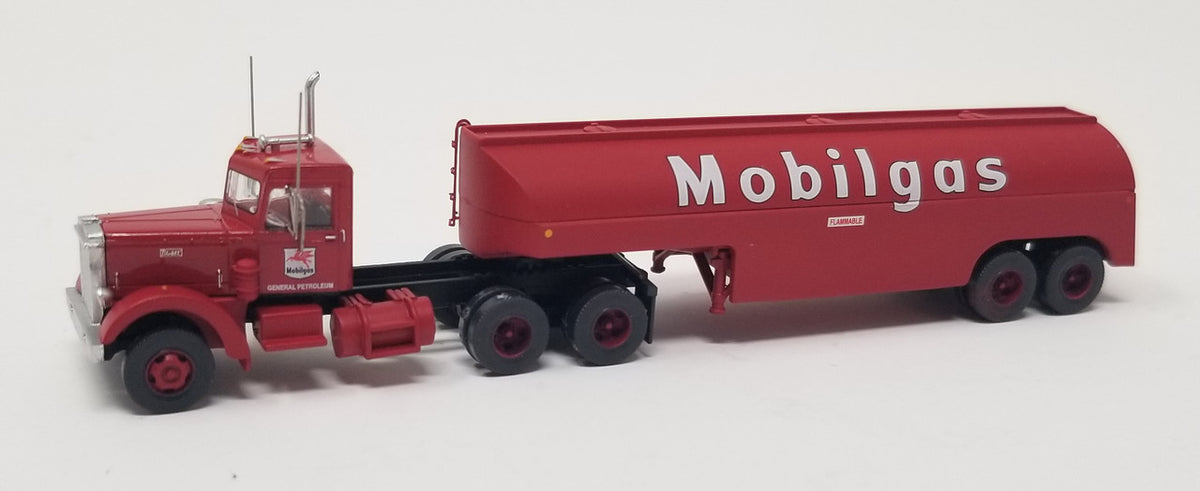 Trainworx N 55017 Vintage Fuel Tanker Peterbilt 350 Tractor Trailer Set - MOBILGAS