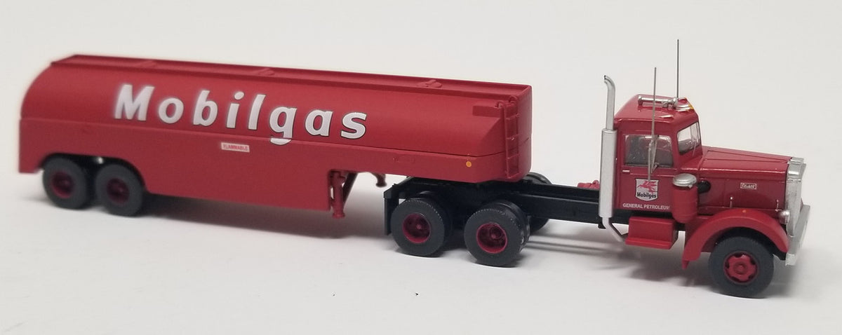 Trainworx N 55017 Vintage Fuel Tanker Peterbilt 350 Tractor Trailer Set - MOBILGAS