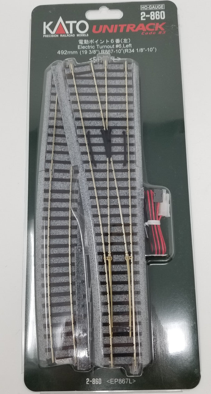 Kato HO Unitrack 2-860 Powered Left #6 Turnout - 1 piece