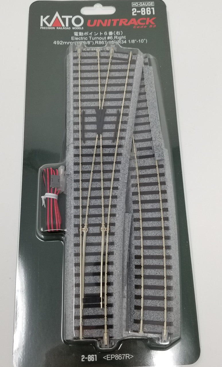 Kato HO Unitrack 2-861 Powered Right #6 Turnout - 1 piece