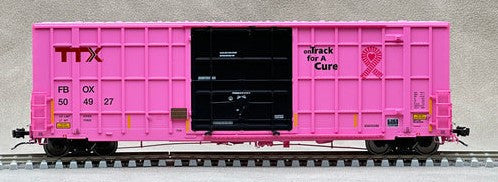 Aurora Miniatures EXCLUSIVE HO 305049 Gunderson / Greenbrier 6276 cf 50′ Plate F Boxcar TTX 'On Track for A Cure' FBOX #504927