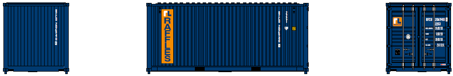Jacksonville Terminal Company N 205384 20' Standard Height Container RAFFLES RFCU 2-Pack