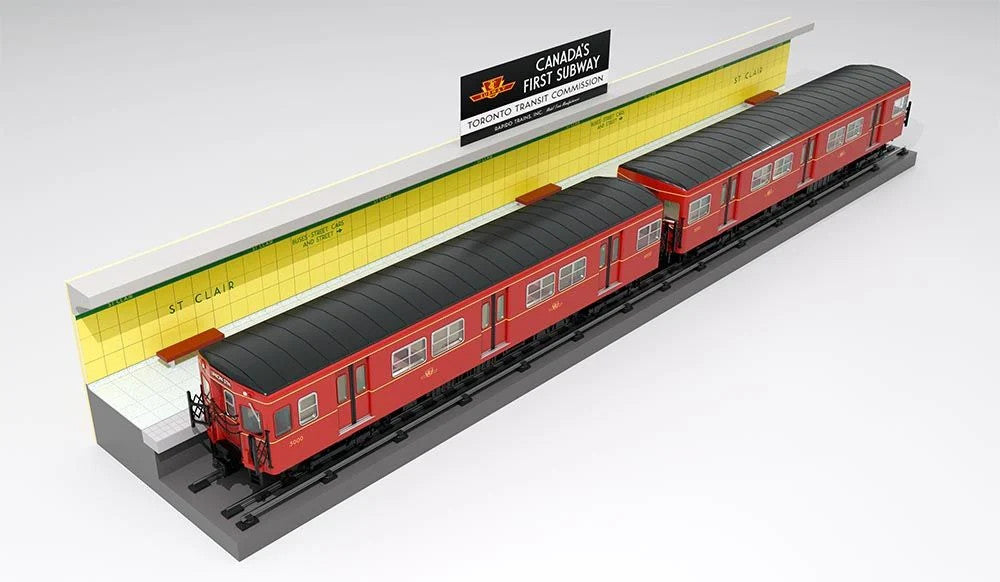 Rapido Trains Inc HO 206004 Unpowered TTC 'G-Class' Subway 'A-B' 2-car Train + Display Platform #5000+5001 2-Car Set