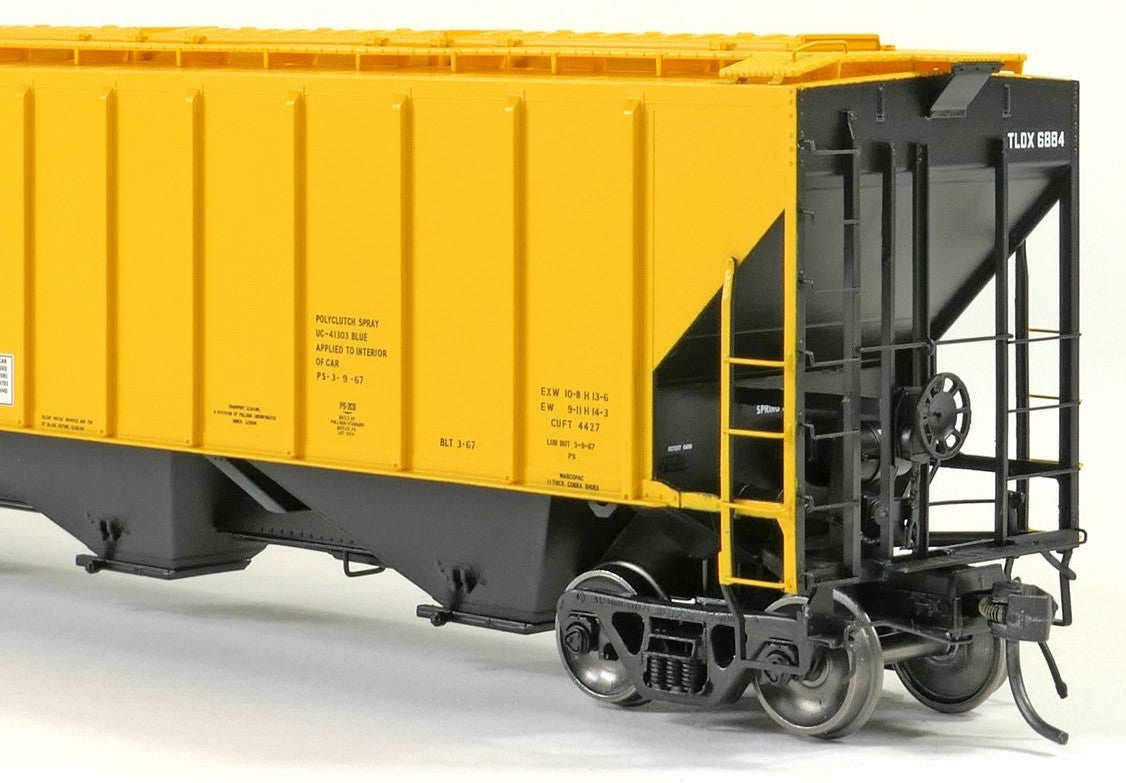 Tangent Scale Models HO 21041-03 Pullman-Standard PS-2 4427 High Side Covered Hopper TLDX 'Delivery Yellow Lease 3-1967' TLDX #6873