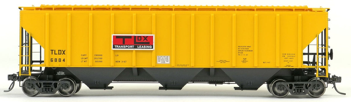 Tangent Scale Models HO 21041-02 Pullman-Standard PS-2 4427 High Side Covered Hopper TLDX 'Delivery Yellow Lease 3-1967' TLDX #6871