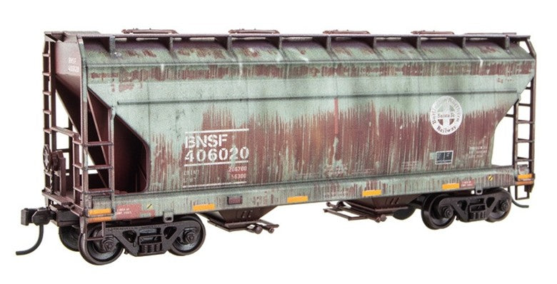 Atlas Micro-Trains HO 220010007 Accurail 2-Bay Covered Hopper Kit Weathered Burlington Northern Santa Fe BNSF #406020