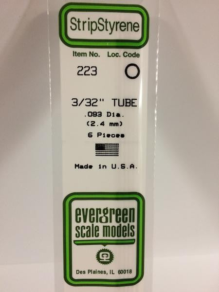 Evergreen Scale Models 223 - .093" Diameter Styrene Tubing - 6 pieces