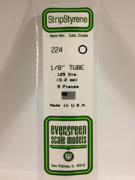 Evergreen Scale Models 224 - .125" Diameter Styrene Tubing - 5 pieces