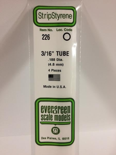 Evergreen Scale Models 226 - .188" Diameter Styrene Tubing - 4 pieces