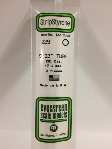 Evergreen Scale Models 229 - .281" Diameter Styrene Tubing - 3 pieces