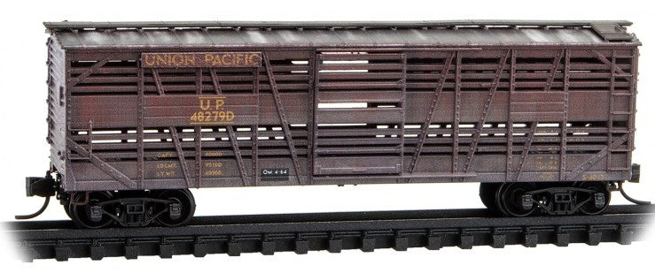 Micro Trains Line N 983 05 046 40' Despatch Stock Car Weathered Union Pacific 'Brown' UP 2-Pack
