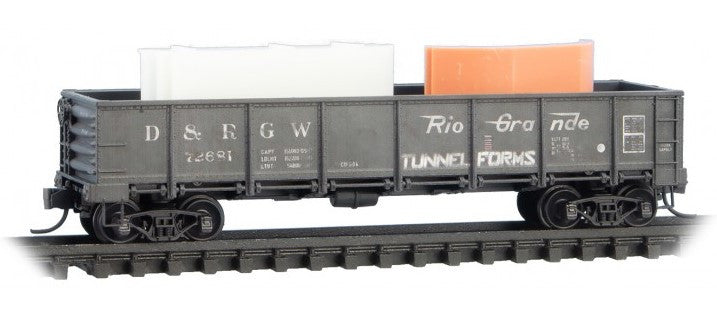 Micro Trains Line N 993 02 244 40' Drop-Bottom Gondola w/Tunnel Forms Load Denver & Rio Grande Western D&RGW 3-Pack - Foam Nest