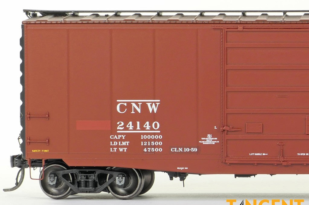 Tangent Scale Models HO 26021-01 Pullman-Standard 40′ PS-1 9′ Door Boxcar Chicago and North Western "Original Clinton Reweigh 1959+" CNW #24140
