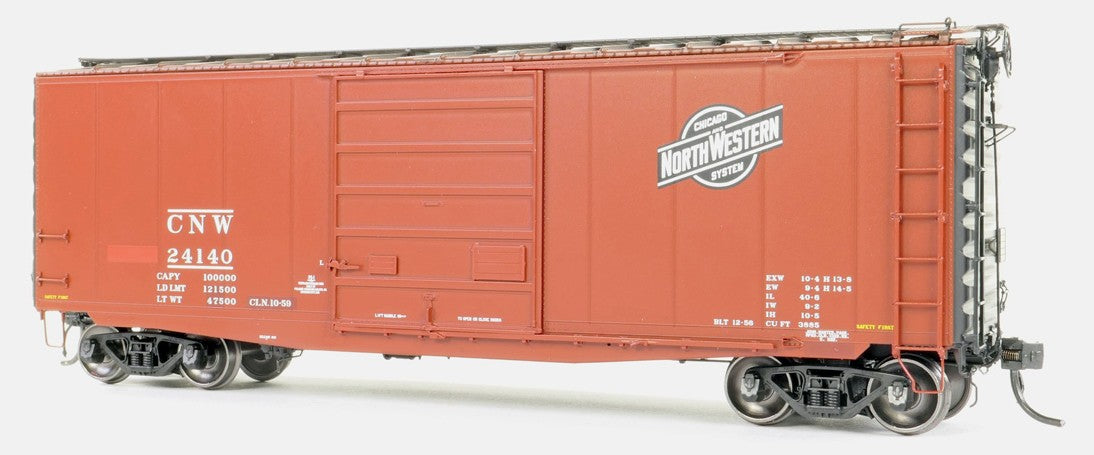 Tangent Scale Models HO 26021-01 Pullman-Standard 40′ PS-1 9′ Door Boxcar Chicago and North Western "Original Clinton Reweigh 1959+" CNW #24140