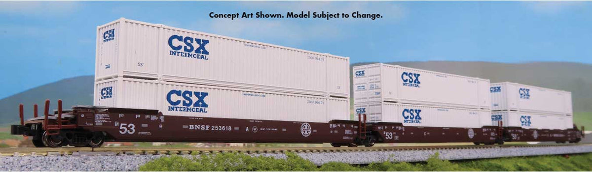 Kato N 106-6186 Gunderson MAXI-IV 3-Unit Well Car with 6 53' Containers BNSF Railway #253806