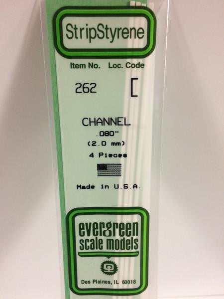 Evergreen Scale Models 262 - .080" Styrene Channel - 4 pieces