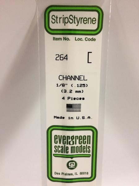 Evergreen Scale Models 264 - .125" Styrene Channel - 4 pieces