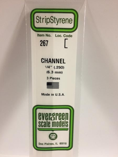 Evergreen Scale Models 267 - .250" Styrene Channel - 3 pieces