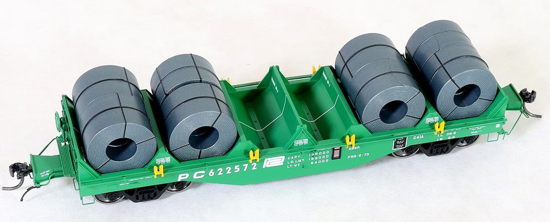 Tangent Scale Models HO 27011-10 PRR Samuel Rea Shops G41A Coil Car 'G41A Repaint 1973' w/ Hoods Penn Central PC #622695