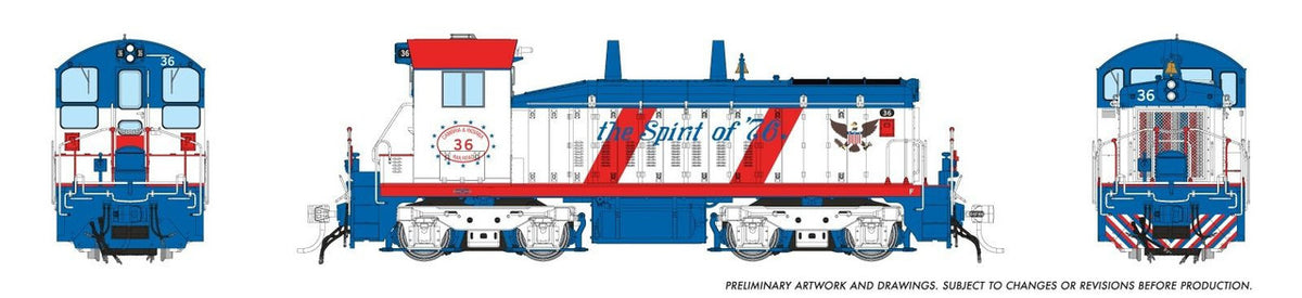 Rapido Trains Inc HO 27615 DCC/ESU LokSound V5 Equipped EMD SW9 Locomotive Cambria & Indiana 'Bicentennial Scheme' C&I #36