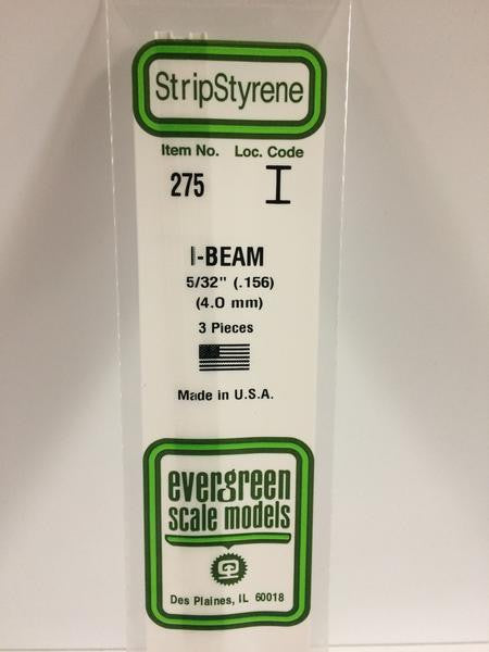 Evergreen Scale Models 275 - .156" Styrene I-Beam - 3 pieces