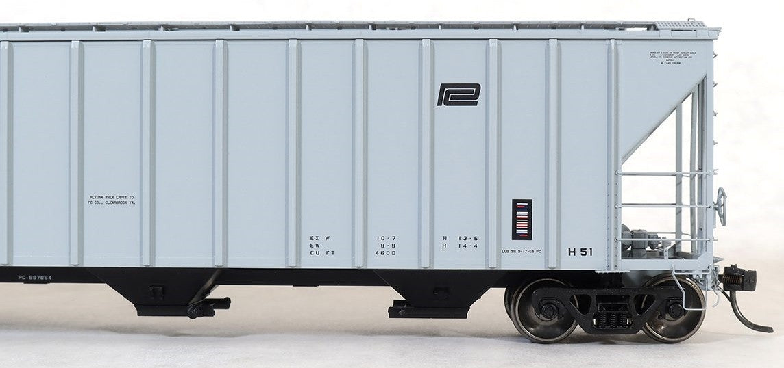 Tangent Scale Models HO 28063-02 PC Samuel Rea Shops 4600 Covered Hopper Penn Central H51 'Delivery Gray 9-1968' PC #887031