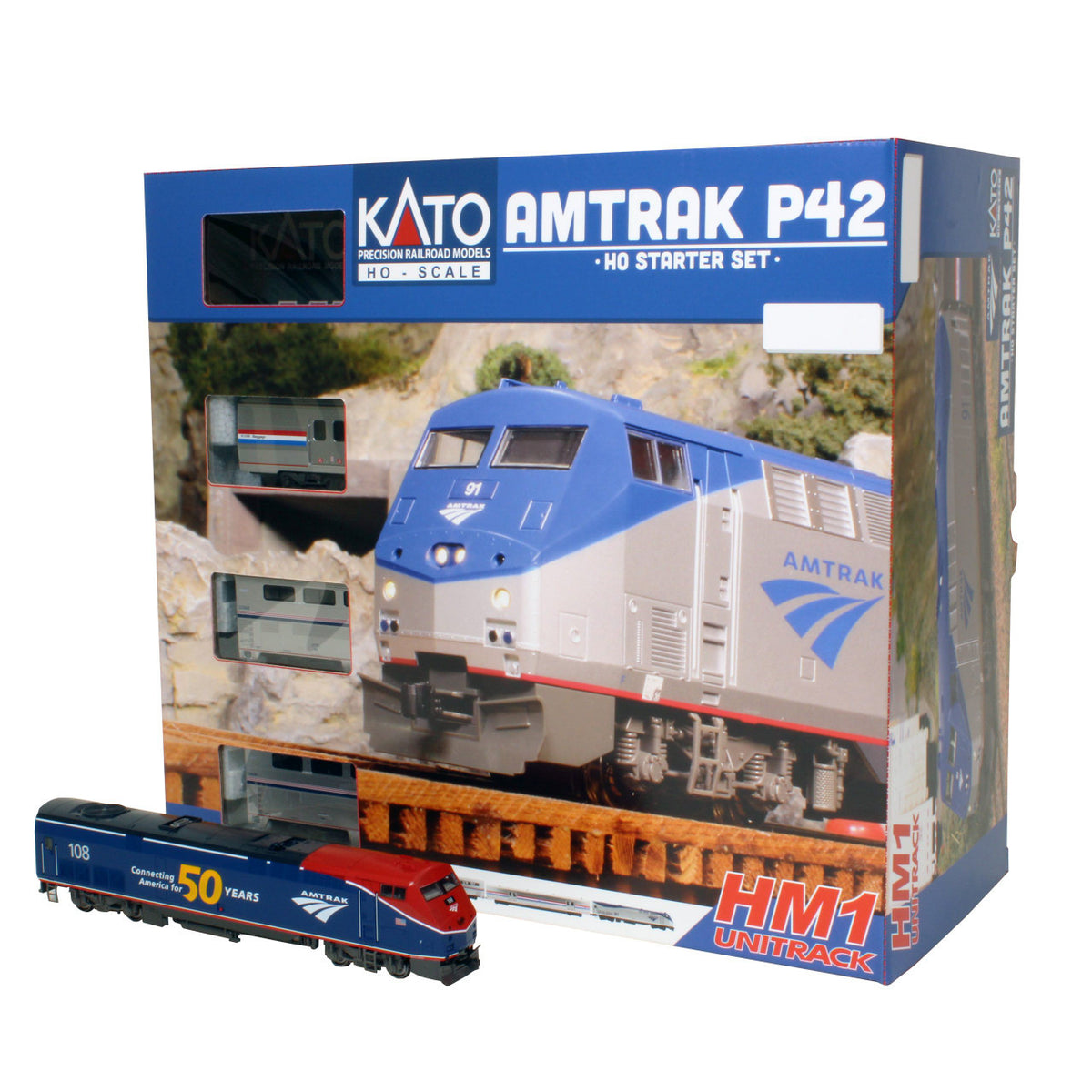 Kato HO 30-3004 HM1 Amtrak P42 Superliner Starter Set w/ Amtrak #108 Locomotive