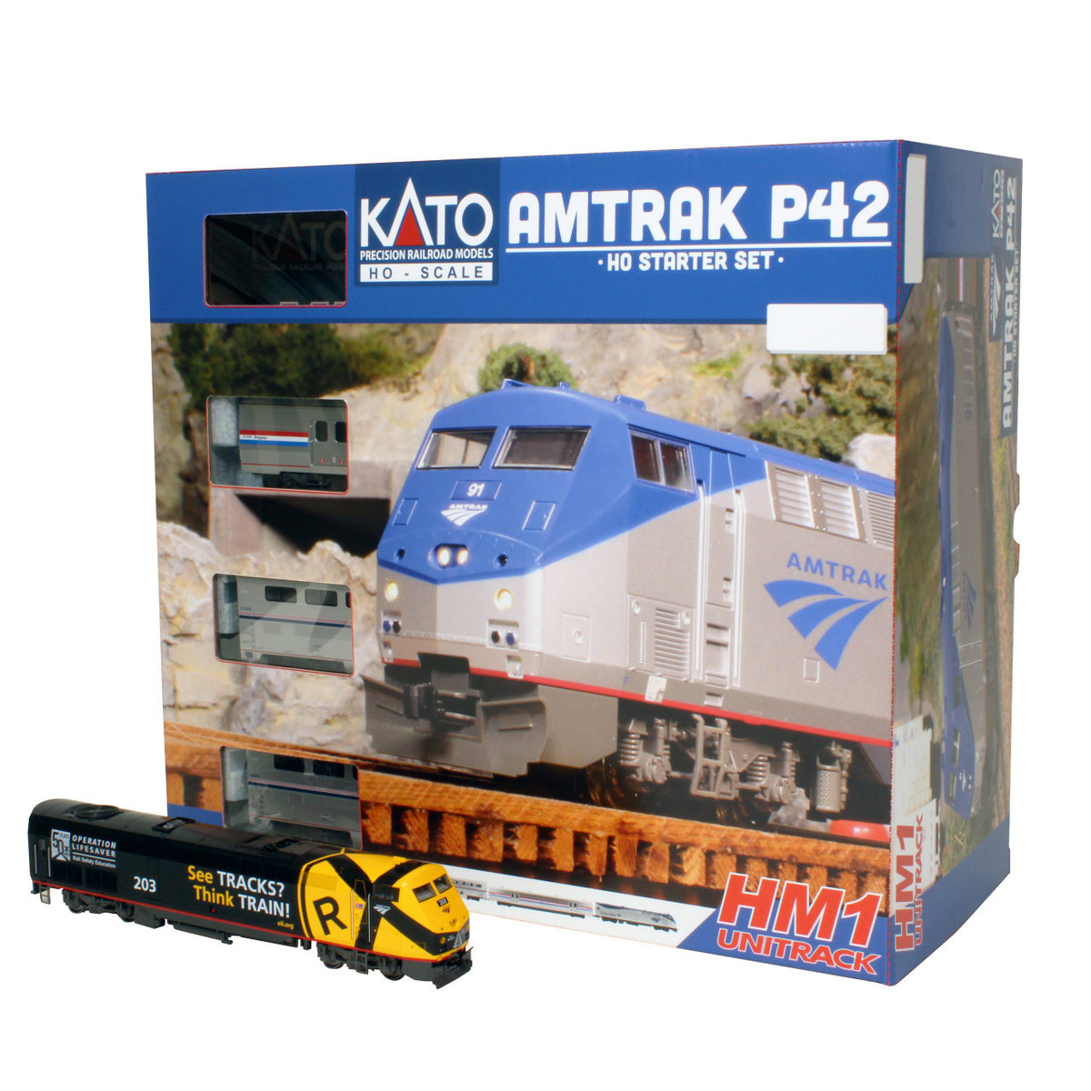 Kato HO 30-3007 HM1 Amtrak P42 Superliner Starter Set w/ Amtrak #203 Locomotive