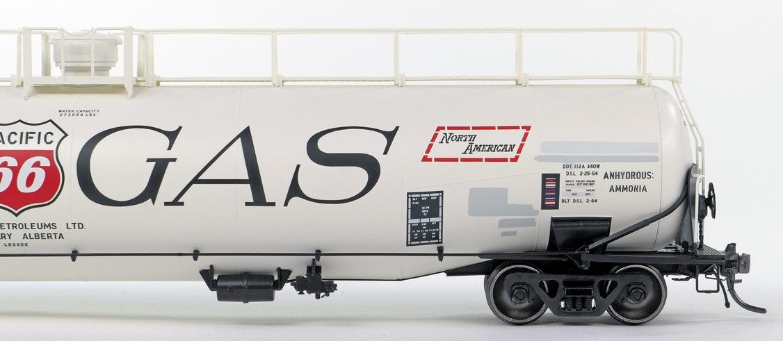 Tangent Scale Models HO 31163-03 NACC 1963 Design 33,000 Gallon Dual Diameter LPG/AA Tank Car NCTX 'Pacific 66 Calgary AB 1979+' NCTX #33018