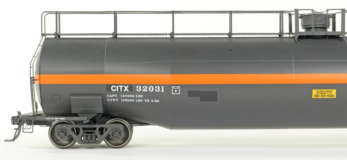 Tangent Scale Models HO 31221-01 NACC 1979+ Jacketed 33,000G Dual Diameter Insulated LPG Tank Car "CITX Black Restencil 1987+" CITX #32027