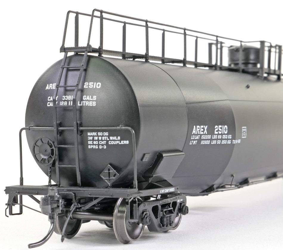 Tangent Scale Models HO 31222-01 NACC 1979+ Jacketed 33,000 Dual Diameter Insulated LPG Tank Car "AREX Black Lease Repaint 1991+" AREX 2510