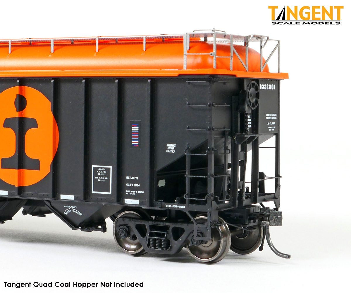 Tangent Scale Models HO 32109-01 Illinois Central Gulf ICG Orange Hopper Topper 1973+ 3-Pack