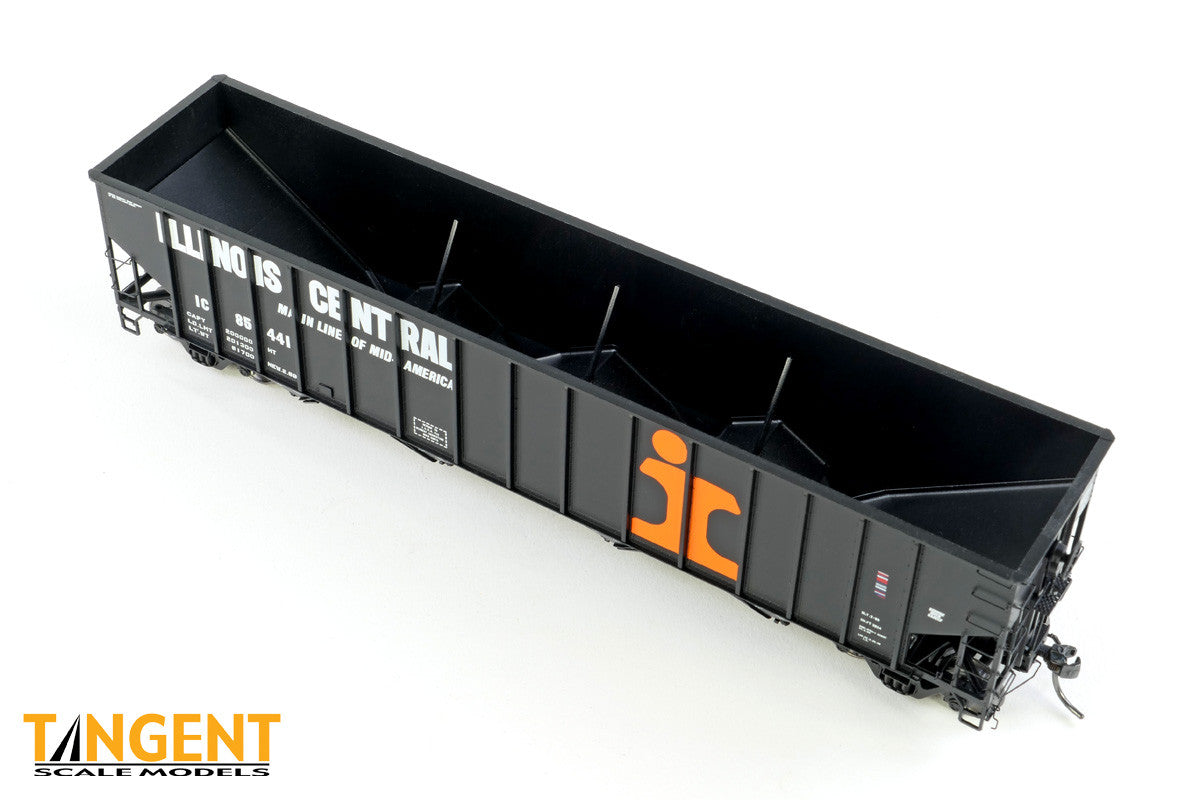Tangent Scale Models HO 32113-23 IC Centralia Shops 3834CuFt Quad Coal Hopper Illinois Central 'Delivery Black 1969' IC #85416