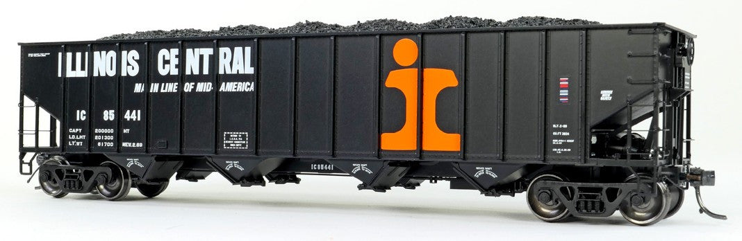 Tangent Scale Models HO 32113-23 IC Centralia Shops 3834CuFt Quad Coal Hopper Illinois Central 'Delivery Black 1969' IC #85416