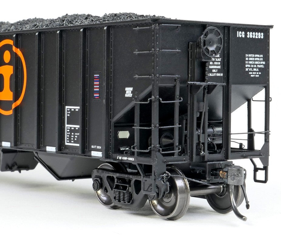 Tangent Scale Models HO 32114-13 IC Centralia Shops 3834CuFt Quad Coal Hopper Illinois Central Gulf 'Delivery Black 1977' ICG #363153