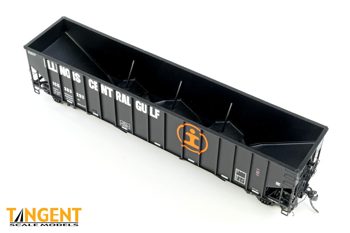 Tangent Scale Models HO 32114-05 IC Centralia Shops 3834CuFt Quad Coal Hopper Illinois Central Gulf 'Delivery Black 1977' ICG #363111
