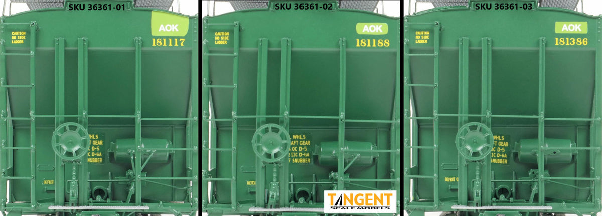 Tangent Scale Models HO 36361-02 PS4750 Covered Hopper Arkansas-Oklahoma Railroad ex-CNW Restencil 2006+ AOK #181188