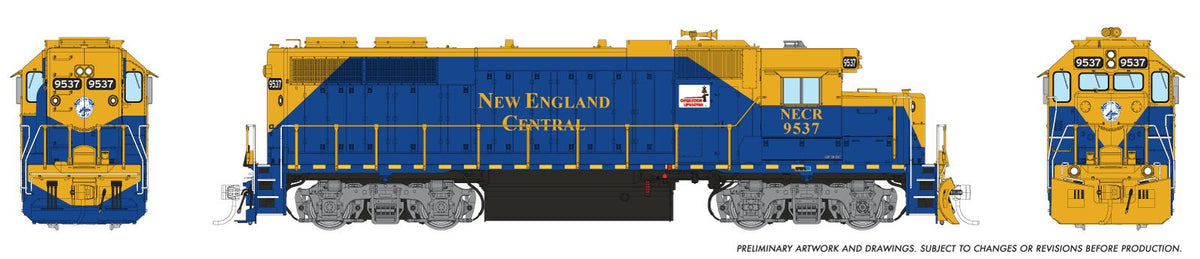Rapido Trains Inc HO 38068 DCC Ready EMD GP38 New England Central "Blue & Gold" NECR #9537