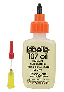 Labelle 107 HO and Larger Scales Medium Weight Plastic Compatible Motor Oil - 1/2 oz., 14.9 mL