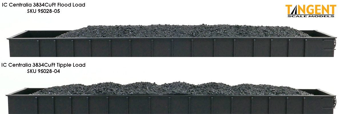 Tangent Scale Models HO 95028-05 IC Centralia Shops 3834CuFt Quad Hopper Flood Style Coal Load - 2-Pack